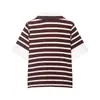 Comercio Exterior Transfronterizo 2026 Primavera Nuevo Estilo Europeo y Americano Moda Femenina Casual Rayas Patchwork Cuello Polo Top 5029