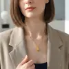 Collar con Colgante de Barra de Oro de la Suerte Más Vendido Transfronterizo Europeo y Americano Cadena para Clavícula Acero Inoxidable Grabado con Letra Chapado en Oro Real de 18K