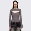Y2K Exportación Transfronteriza Europeo y Americano Otoño Nuevo Estilo Callejero Anillo Metálico Perforado Pantalones Casuales Camiseta de Manga Larga