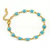 Pulsera Europea y Americana Turca Ojo Turco Bloque de Color Acero Inoxidable para Mujer Acero de Titanio 18K Ojos Redondos Collar Ojo Turco