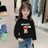 H2022 # Camiseta Infantil de Manga Longa Novo Estilo Estampa de Desenho Animado Crianças de Tamanho Médio e Grande Moda Casual de Algodão Puro para Meninas