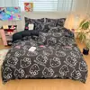 HelloKitty Kulomi Algodón Lavado Juego de Cuatro Piezas Sanrio Sábana Lijada Funda de Edredón Juego de Tres Piezas para Estudiantes