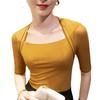 Camiseta Interior de Malla con Cuello Bajo Retro, Mangas Cortas en los Hombros, Transpirable, Verano 2024, Camiseta Elástica de Manga Corta, Talla Grande