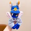 Lindo Conejo Policía Peluche Goma para el Cabello para Mujeres, Accesorio Versátil de Dibujos Animados para el Cabello, Pinza Lateral, Dulce Diadema de Cosplay, Accesorio para Fotos