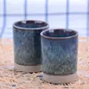 Taza de cera de cerámica, tarro de vela de aromaterapia texturizado con esmalte azul, taza de cerámica simple, suministro personalizado OEM