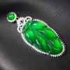 Colgante de Hoja de Calcedonia Verde Natural de Hielo Alto con Incrustaciones de Plata S925 para Mujer Colgante Verde Yang Ramas Doradas y Hojas de Jade Regalo