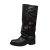 Botas de salto grosso estilo retrô de nicho, botas western cowboy com cano caído, botas de montaria, botas Martin para início de outono, botas femininas estilo francês