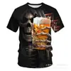 Camiseta de Verano Nueva y de Moda con Calavera para Hombre Camiseta de Manga Corta con Impresión Digital 3D Venta Directa de Fábrica