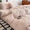 Conjunto de cama de quatro peças estilo ins cream todo em algodão cor sólida simples estilo japonês lençol de algodão puro duas cores capa de edredom dormitório conjunto de três peças 4