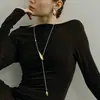 Diseño Único con Múltiples Formas de Usar, Collar con Colgante en Forma de Gota de Agua con Hoja de Doble Cara, Cadena Larga para Suéter con Perla Natural de Diseño Único, Estilo Largo para Mujer