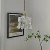 Lámpara Colgante Pequeña de Cristal de Lujo Ligero de Cobre Puro Estilo Vintage Americano para Restaurante, Dormitorio, Mesita de Noche, Entrada, Balcón y Vestidor