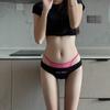 Roupa Íntima Feminina Algodão Puro Doce Cool Sexy Corte Vazado Letra Esportiva Cintura Média-Baixa Tanga de Quadril Novo Estilo 2023