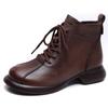 [99 Yuan] Botas Curtas de Couro Genuíno, Botas Chelsea, Sola Grossa de Couro Bovino Marrom, Botas Femininas Retrô, Casuais e Versáteis com Salto Grosso