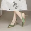 899 Fuxing Sandalias de Tacón Alto de Punta Fina para Mujer, Colección Primavera/Verano 2025, Nuevo Estilo Chino Nacional, Vestido Cheongsam, Espalda Descubierta