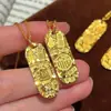 2025 Cobre Blanco Nuevo Estilo Chino Chapado en Oro Palabra Auspiciosa Colgante Estilo Palacio Atrae Riqueza y Trae Fortuna Medalla de Oro Collar para el Año del Zodiaco