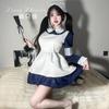 Dos osos: qqny Juego de Rol Uniforme de Halloween Azul y Blanco Vestido de Sirvienta Enfermera Vestido de Escenario