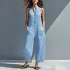Macacão Casual de Cor Sólida Sem Mangas de Botão Único com Gola Alta e Bolsos Feminino Slim Fit Transfronteiriço Europeu e Americano da Amazon 2026