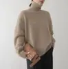 Suéter Europeu e Americano Transfronteiriço de Gola Alta Feminino 2026 Outono Inverno Solto Versátil Tricô Pulôver Estilo Preguiçoso Camada Base Roupa Externa Feminino