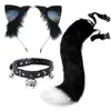 Cosplay Tiara de Orelhas de Gato Cauda de Gato Joias Feito à Mão Fofa Menina Gato Orelha de Animal Acessórios de Cabelo Conjunto de Acessórios de Cauda de Animal