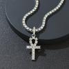 Colar com pingente de cruz e chave Ankher do Egito, estilo único, corrente de tênis com diamante Rair, para homens e mulheres, corrente de tênis