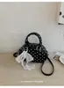 Bolsa elegante de bolinhas para mulheres, nova moda de verão casual de nicho, bolsa pequena quadrada de ombro único e transversal