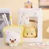 Urso de Creme Fofo Porta-canetas de Mesa para Escritório Decoração Criativa para Casa Estação de Descompressão e Cura Decoração Presente
