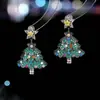 Pendientes Colgantes de Plata Aguja Diamante Serie Navideña 2025 Moda Nuevos Elegantes Pendientes Nicho Versátiles Personalizados