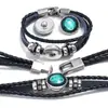 Pulseras de Cuero con Piedras de Hora del Zodiaco Europeas y Americanas Más Vendidas, Pulseras de Cuero Genuino Tejidas a Mano con Cuentas Vintage al por Mayor