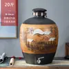 Jarras y tinajas de cerámica Jingdezhen para fermentar vino 10 kg 20 kg 30 kg 25 kg botellas de vino retro para uso doméstico, garrafas de vino selladas