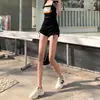 Shorts de Mezclilla de Cintura Alta para Mujer, Verano 2022, Diseño Sexy Delgado, Reductor Cordón Pierna Ancha Hot Pants