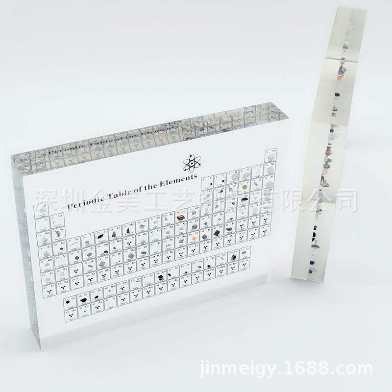 现货工厂直销实物元素周期表玻璃内埋实物装饰化学元素周期表教学