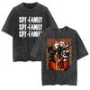Camiseta Lavada Transfronteriza Hip Hop Espía Elegante Espía X Familia Periférico Animación Verano Pareja Manga Corta