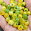Jade jade Huang Fei cuentas de agujero grande jade cuentas sueltas amarillo verdoso fluorescente 10 mm accesorios de joyería cuentas hechas a mano