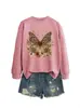 Amazon Wish sitio independiente moda casual elegante mujer estampado leopardo mariposa floral otoño e invierno sudadera comercio exterior transfronterizo