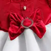 Vestido Navideño Europeo y Americano de Otoño Nuevo Transfronterizo Grupo Terciopelo Rojo Empalmado Vestido Blanco de Princesa Ropa para Niñas y Niños