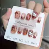 Puntas de Uñas Portátiles Tendencia en Tiktok con Acabado de Alta Gama, Pegatinas de Manicura Francesa con Estampado de Leopardo Ojo de Gato, Uñas Postizas Lindas Removibles