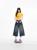 Pantalones Capri de Mezclilla Vintage de Cintura Alta para Mujer, Estilo Veraniego para Figuras Pequeñas, Corte Holgado Relajado Estilo Americano, Pantalones Cortos de Pierna Ancha Adelgazantes