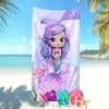 Toalla de Playa Temu Transfronteriza Más Vendida Lindo Dibujo Animado Estampado de Animales Marinos La Sirenita Toalla de Baño Infantil
