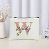 Bolsa de Maquiagem Floral Carta Casamento Presente para Madrinha Organizador de Cosméticos de Viagem Bolsa Lateral Estojo para Lápis Feminino Carteira