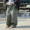 Pantalones de forro polar para niño, pantalones de invierno para niño de pierna ancha, pantalones casuales versátiles y elegantes para niños medianos y grandes, pantalones cargo para niño, modernos