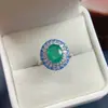 Anillo de Esmeralda Natural Transfronterizo Accesorios para Mujer Nicho Gama Alta Joyería de Plata 925 7*9 Joyería de Lujo Venta Directa de Fábrica