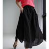 Primavera e verão tamanho plus size feminino novo falso duas peças costura peça única saia-calça algodão e linho dividido calça casual perna larga calça cropped