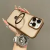 Modelo Transfronterizo iPhone18 Funda para Teléfono con Soporte y Acabado Mate tipo Piel Adecuada para Apple 17 con Cubierta Protectora de Película para Lente