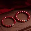 Pulsera de Loto para Mujer de Cinabrio Crudo, Pulsera de Arena Roja Imperial Morado Dorado del Año Zodiacal, Venta al por Mayor y Dropshipping