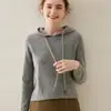 Sudadera con capucha de cachemir Baicai Rong Color liso Otoño Invierno Holgada Adelgazante Jersey con capucha Suéter Tejido Capa base Ropa de abrigo