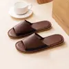 Pantuflas de Cuero Genuino de Verano para Mujer, Uso en Interiores para Parejas, Suela Suave Antideslizante, Sandalias de Piel de Vaca de Capa Superior para Hombre, Verano