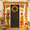 2025 Nuevos Coplas Transfronterizas de Acción de Gracias Decoración de Calabaza Cortina de Puerta Telón de Fondo con Ambiente de Festival de la Cosecha de Otoño