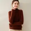 Suéter de malha feminino simples de cor sólida com gola alta para o início do outono, de caxemira, para usar por baixo, modelador, clássico básico para o trabalho