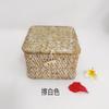 Caja de Almacenamiento de Escritorio Tejida con Algas Cuadrada Caja de Acabado con Tapa Acompañamiento de Joyería Caja de Regalo para Snacks