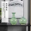 Vaso de cerâmica de Jingdezhen com esmalte celadon, arranjo de flores estilo chinês novo, decoração para casa para sala de estar, prateleira de exposição, hall de entrada e rack de TV